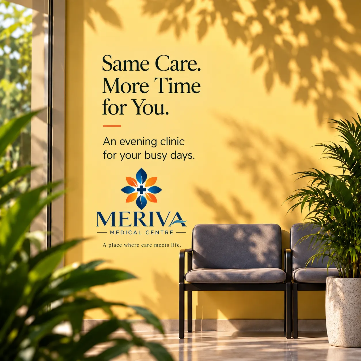 Warm, calm waiting area at MERIVA